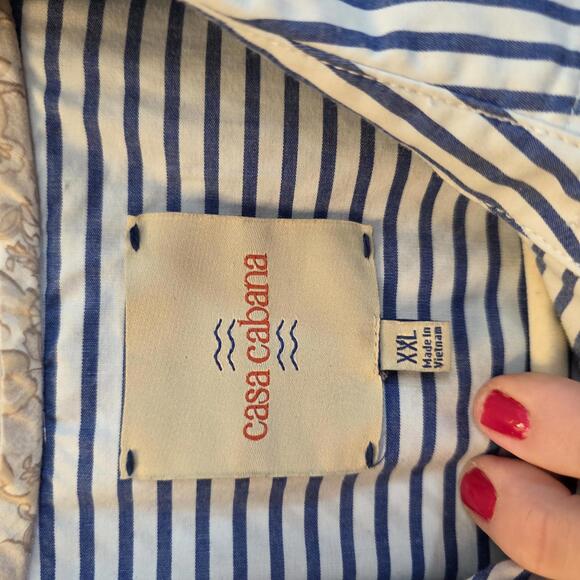 Casa Cabana Women's XXL Blue and White Striped Dress Shirt - Picture 2 of 9